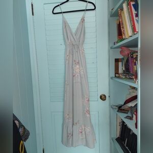 Lulus light blue maxi dress with pink floral pattern size XS